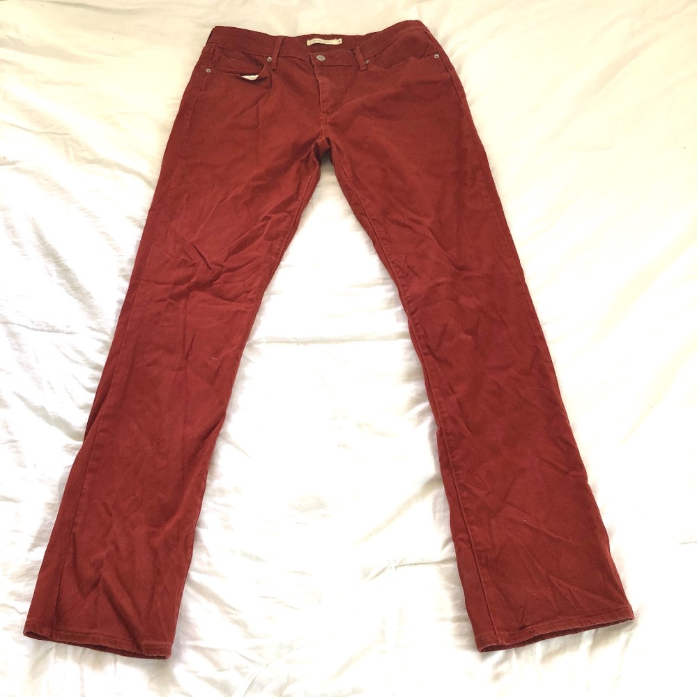 Womens Levis Mid Rise Skinny Jeans Size 31x32 Red